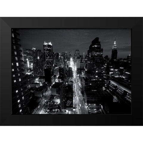 Traffic at night Black Modern Wood Framed Art Print by Setboun, Michel