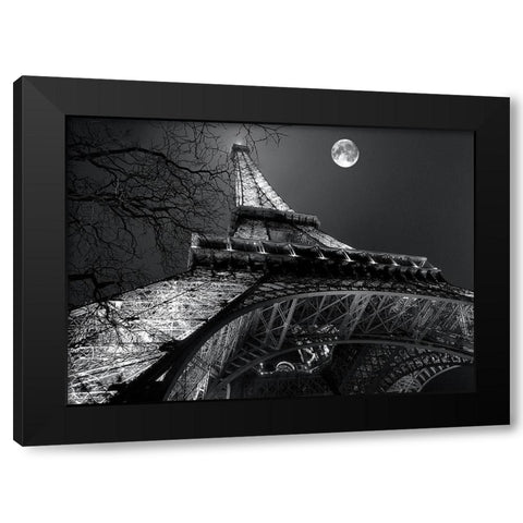 Tour Eiffel, pleine lune Black Modern Wood Framed Art Print by Carrara, Antoine