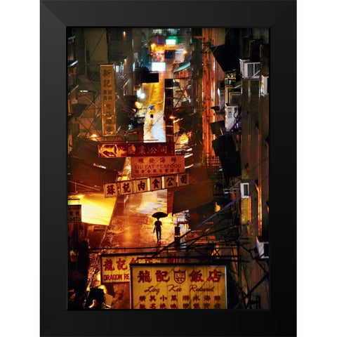 Hong Kong Black Modern Wood Framed Art Print by Jacrot, Christophe