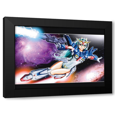 Mecha Girl Black Modern Wood Framed Art Print by Zuleta, Miguel