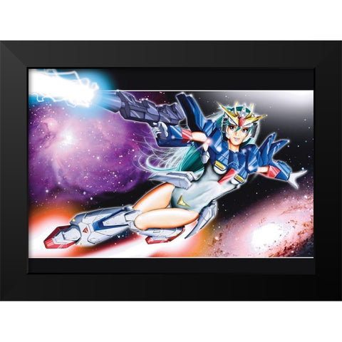 Mecha Girl Black Modern Wood Framed Art Print by Zuleta, Miguel