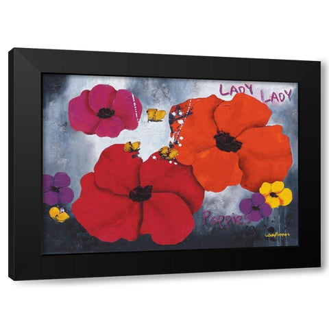 Lady Poppies Black Modern Wood Framed Art Print by Pfaadt Aurelie