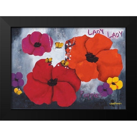 Lady Poppies Black Modern Wood Framed Art Print by Pfaadt Aurelie