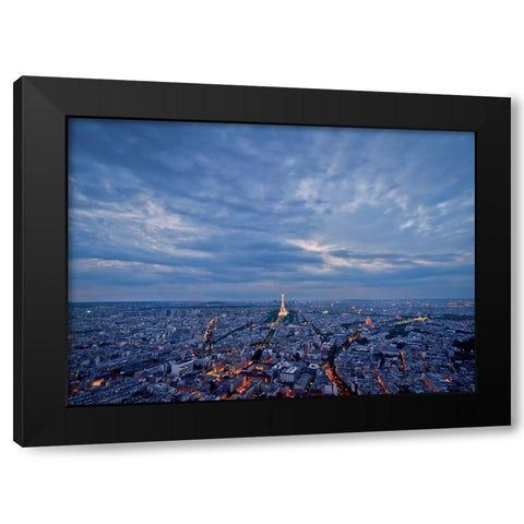 Ciel de Paris Black Modern Wood Framed Art Print with Double Matting by Ros, Vincent