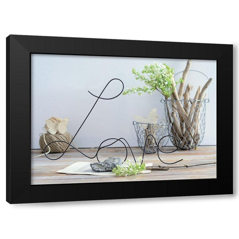 Love and Wood Black Modern Wood Framed Art Print by Chatelain, Sonia