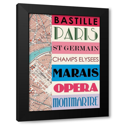 Paris bastille Black Modern Wood Framed Art Print with Double Matting by BRAUN Studio