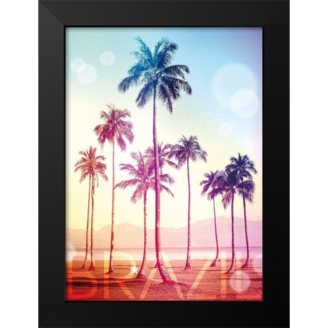 Brazil Black Modern Wood Framed Art Print by Blonde Attitude