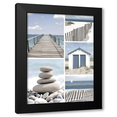 Bords de mer Black Modern Wood Framed Art Print by Blonde Attitude