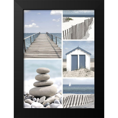 Bords de mer Black Modern Wood Framed Art Print by Blonde Attitude