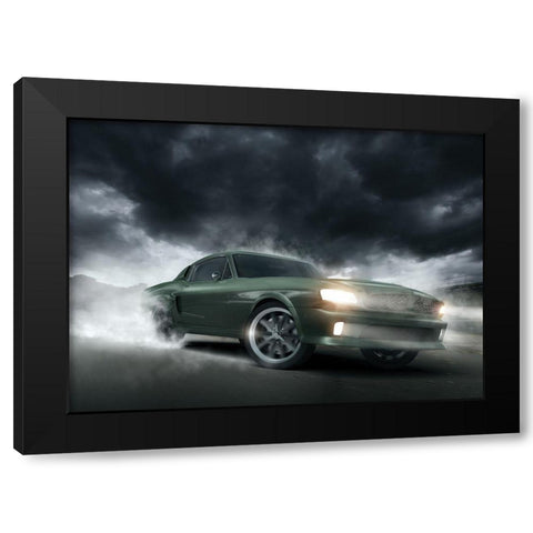 Go fast 1 Black Modern Wood Framed Art Print with Double Matting by Braun Studio