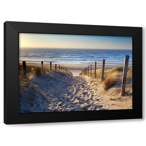 Plage 15 Black Modern Wood Framed Art Print with Double Matting by Braun Studio