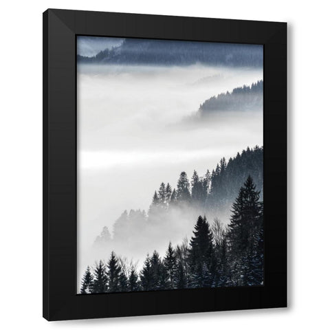 Misty Mountains Black Modern Wood Framed Art Print by Braun Studio