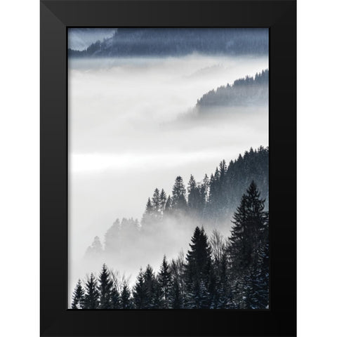 Misty Mountains Black Modern Wood Framed Art Print by Braun Studio