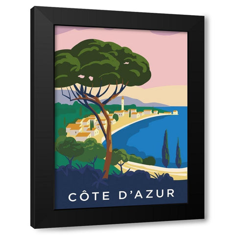 CÃ´te dAzur Black Modern Wood Framed Art Print by BRAUN Studio