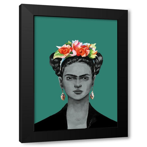 Frida Black Modern Wood Framed Art Print with Double Matting by BRAUN Studio