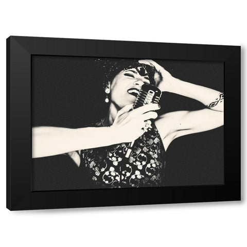 Sing Black Modern Wood Framed Art Print by BRAUN Studio