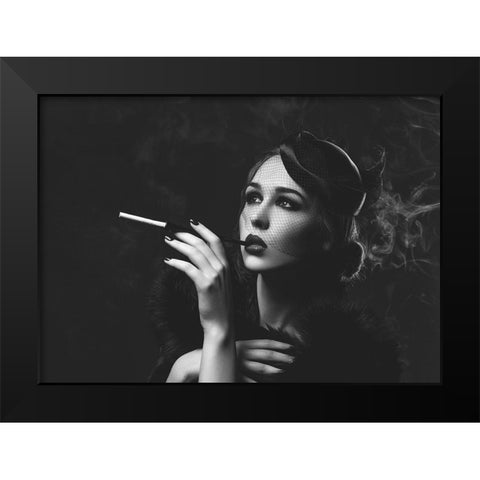 Smoke and Dream Black Modern Wood Framed Art Print by BRAUN Studio