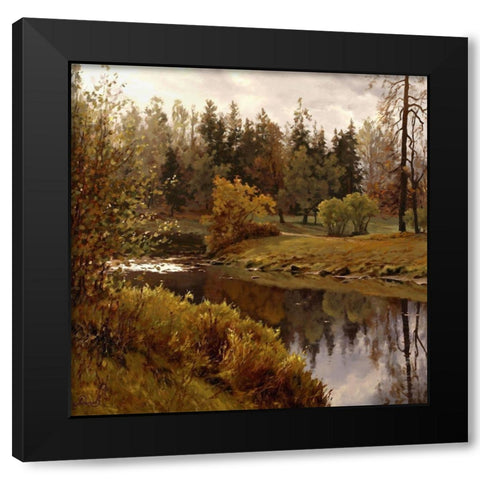 Autumn in Pavlovsk Black Modern Wood Framed Art Print with Double Matting by Adamov, Alexey