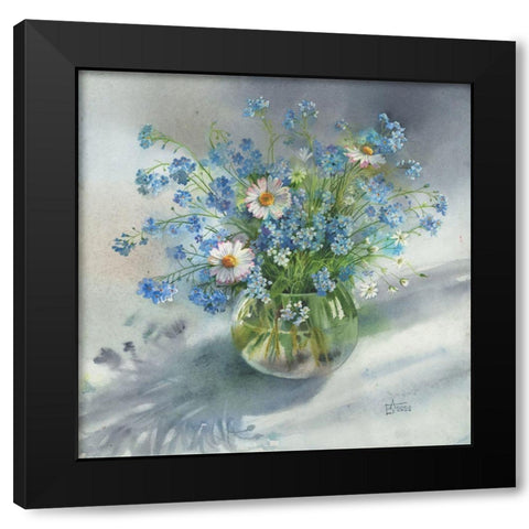 Bouquet with Daisies Black Modern Wood Framed Art Print with Double Matting by Besedina, Anastasiia