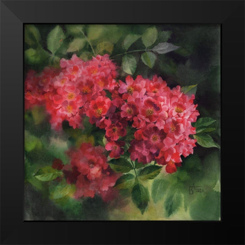 Rose Branch Black Modern Wood Framed Art Print by Besedina, Anastasiia