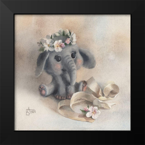 An Elephant Toy Black Modern Wood Framed Art Print by Besedina, Anastasiia