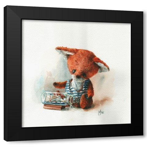 Toy with a Boat in the Glass Black Modern Wood Framed Art Print by Besedina, Anastasiia