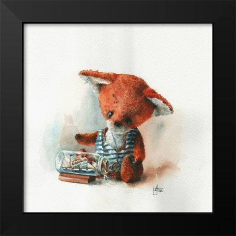 Toy with a Boat in the Glass Black Modern Wood Framed Art Print by Besedina, Anastasiia