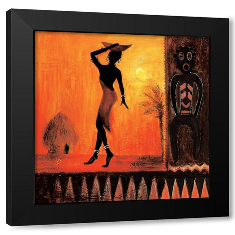 African Girls I Black Modern Wood Framed Art Print with Double Matting by Dahlke, Izabella