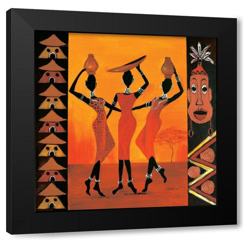 African Girls II Black Modern Wood Framed Art Print with Double Matting by Dahlke, Izabella