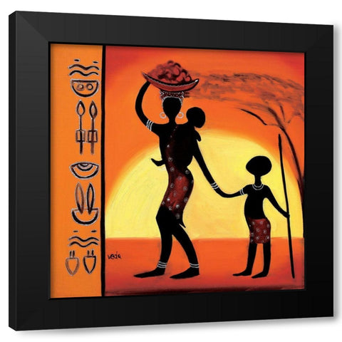 Black Family II Black Modern Wood Framed Art Print with Double Matting by Veda