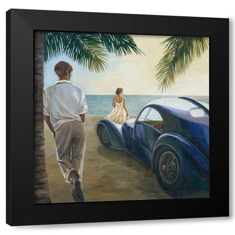 Long Beach Black Modern Wood Framed Art Print by Borisova, Irina