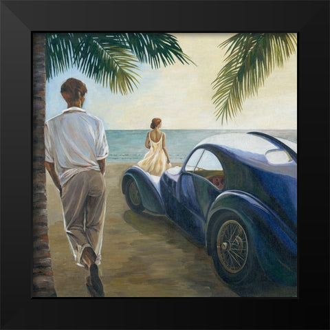 Long Beach Black Modern Wood Framed Art Print by Borisova, Irina