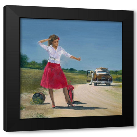 On the Road Black Modern Wood Framed Art Print with Double Matting by Borisova, Irina