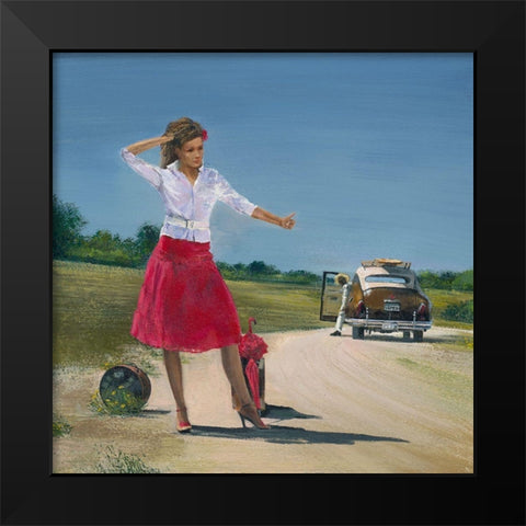 On the Road Black Modern Wood Framed Art Print by Borisova, Irina