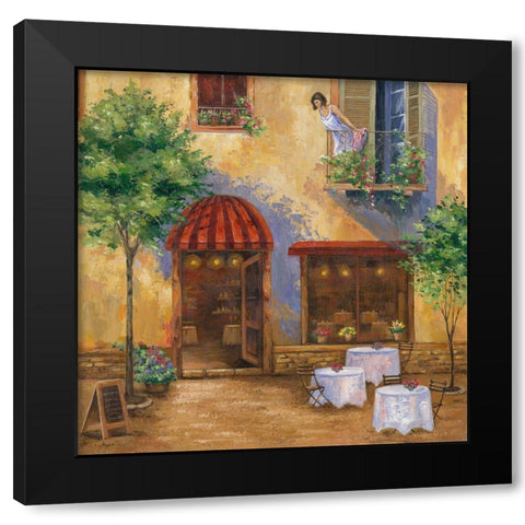 Young Girl on the Balcony Black Modern Wood Framed Art Print by Borisova, Irina