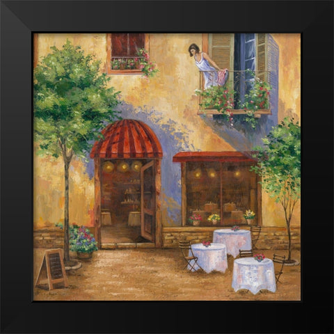 Young Girl on the Balcony Black Modern Wood Framed Art Print by Borisova, Irina