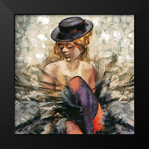 Lady with a black Hat Black Modern Wood Framed Art Print by Medeiros, Celito