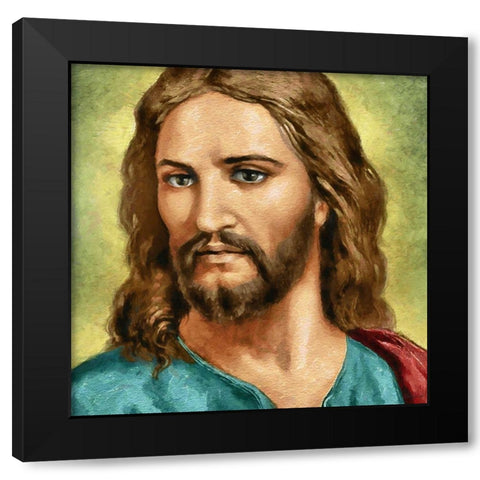 Jesus III Black Modern Wood Framed Art Print with Double Matting by Medeiros, Celito
