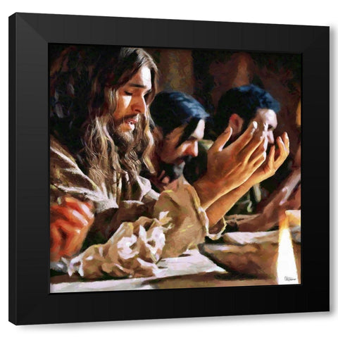 Praying Jesus I Black Modern Wood Framed Art Print with Double Matting by Medeiros, Celito