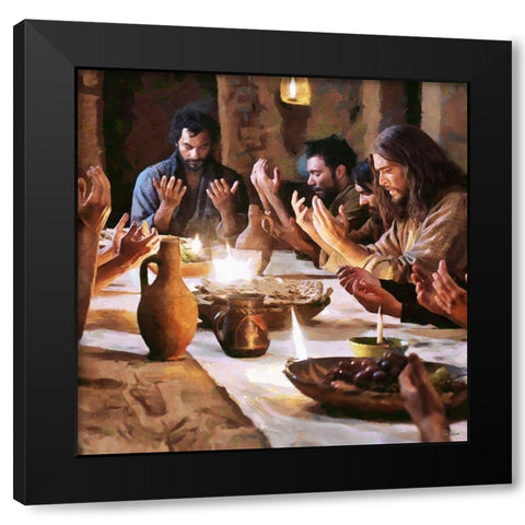Praying Jesus II Black Modern Wood Framed Art Print by Medeiros, Celito