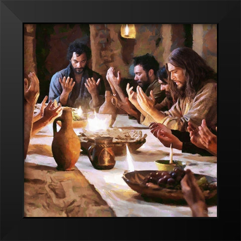 Praying Jesus II Black Modern Wood Framed Art Print by Medeiros, Celito