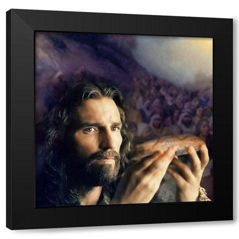 Praying Jesus III Black Modern Wood Framed Art Print with Double Matting by Medeiros, Celito