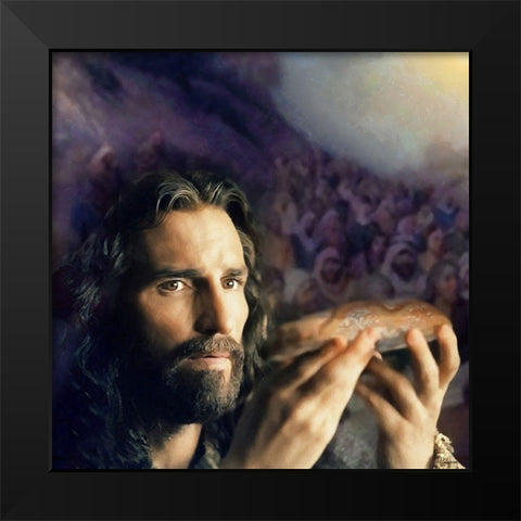 Praying Jesus III Black Modern Wood Framed Art Print by Medeiros, Celito