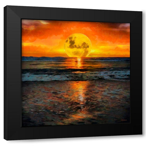 Sunset Over the Sea Black Modern Wood Framed Art Print with Double Matting by Medeiros, Celito