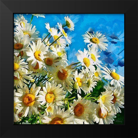 Daisies Black Modern Wood Framed Art Print by Medeiros, Celito