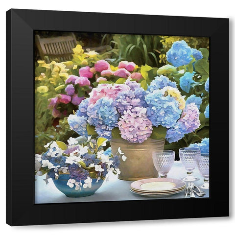 Hydrangeas in the Vase Black Modern Wood Framed Art Print with Double Matting by Medeiros, Celito