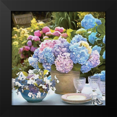 Hydrangeas in the Vase Black Modern Wood Framed Art Print by Medeiros, Celito