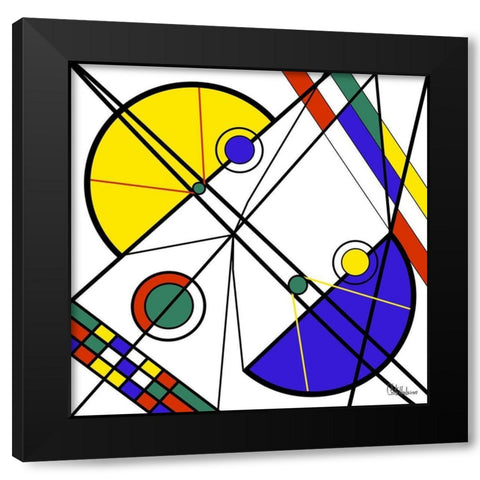 Kandinsky Style III Black Modern Wood Framed Art Print by Medeiros, Celito