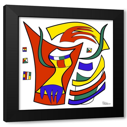 Kandinsky Style IV Black Modern Wood Framed Art Print with Double Matting by Medeiros, Celito