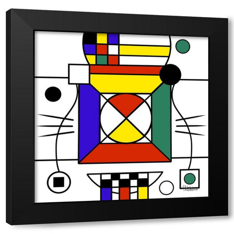 Kandinsky Style VI Black Modern Wood Framed Art Print with Double Matting by Medeiros, Celito